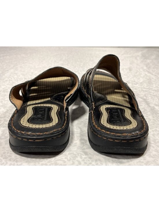 Born Sandals Womens Size US 9 M EU 40.5 Dark Brown Leather Slides Open Toe Flats - Picture 10 of 12